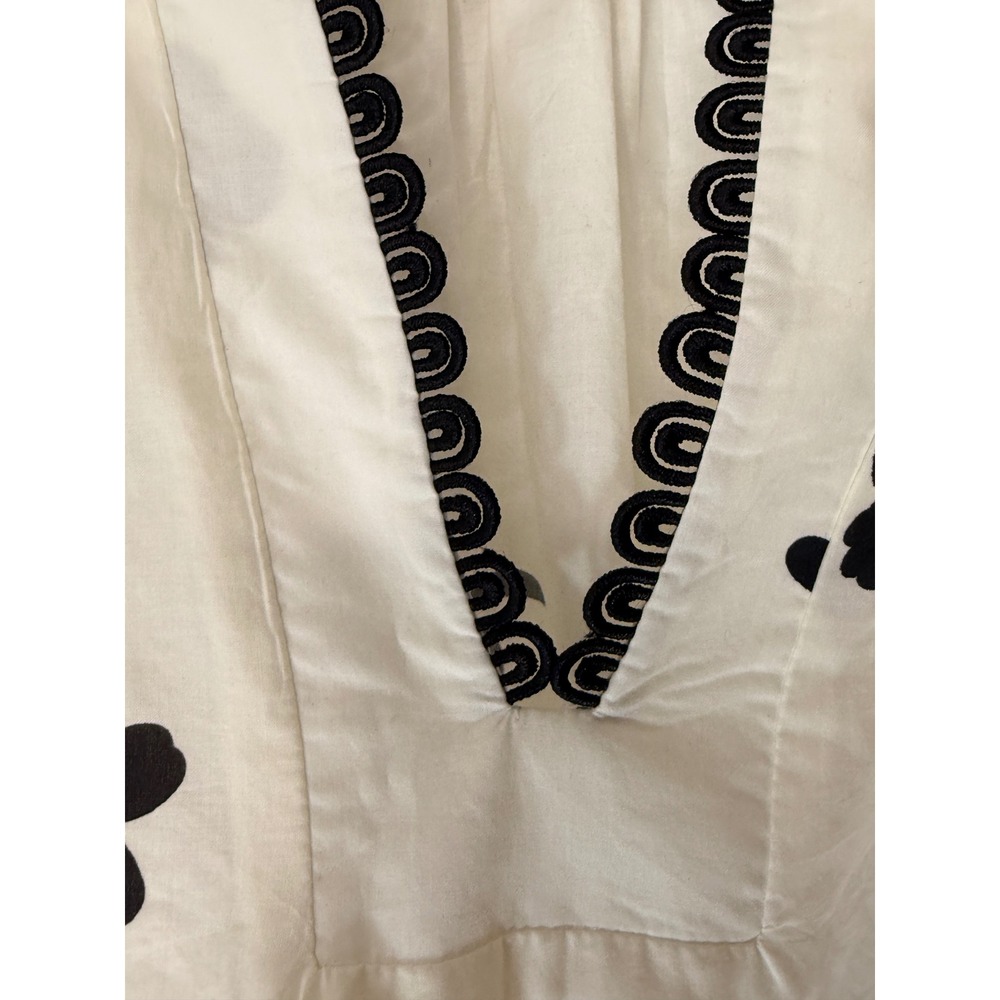 Entro Blouse Black White Floral V-Neck Boho Bohemian Long Sleeve Classy‎ Medium - Picture 7 of 15